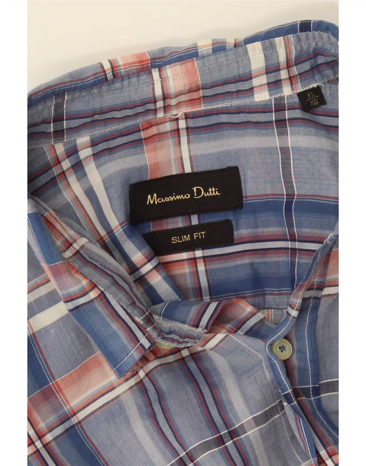 Męska koszula slim fit Massimo Dutti XL w niebieską kratkę