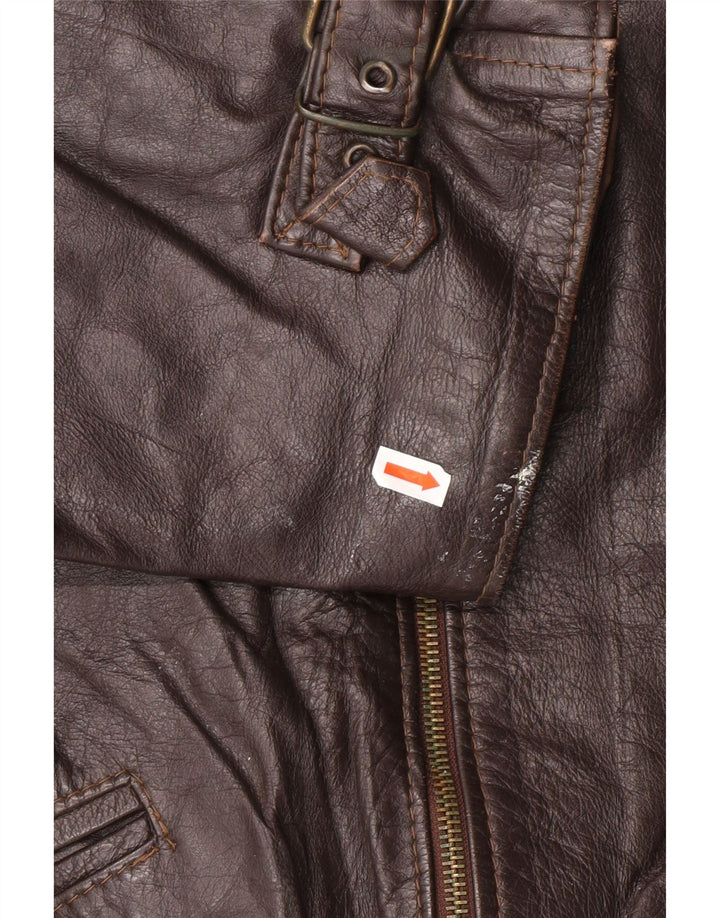 Męska kurtka skórzana VINTAGE UK 42 XL Brązowa skóra
