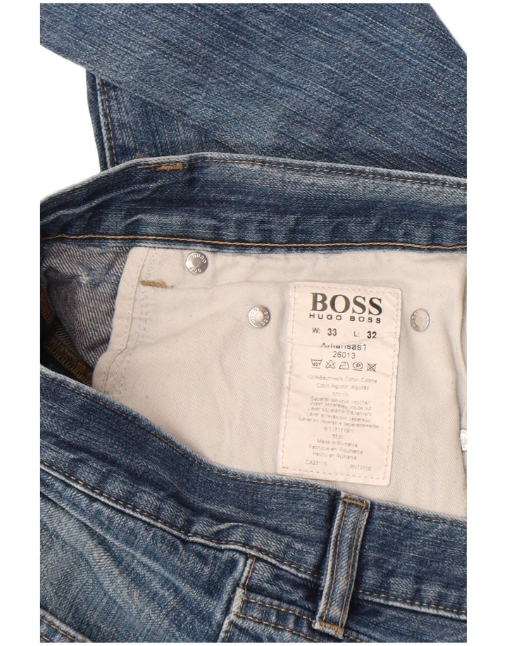 Męskie proste dżinsy Hugo Boss W33 L32 Niebieskie bawełniane