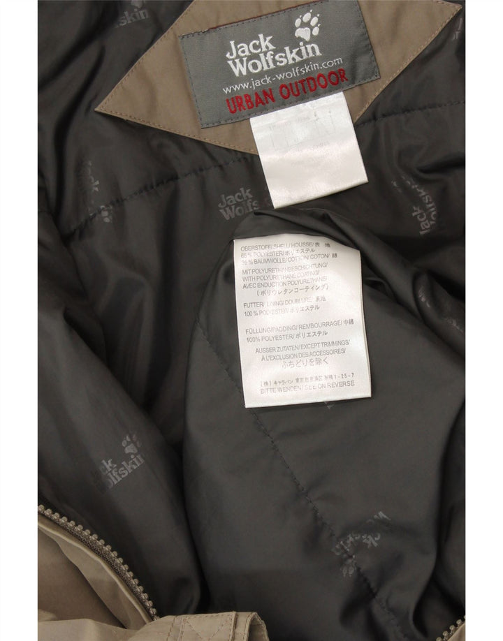 Męska kurtka wiatrówka JACK WOLFSKIN z kapturem UK 36, mała, khaki, poliester