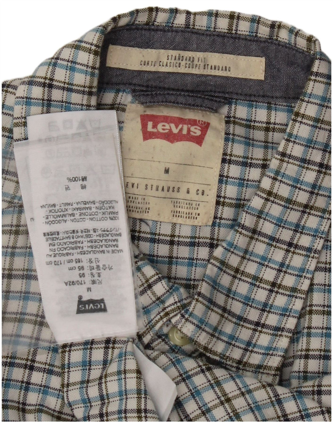 Koszula męska LEVI'S Coupe o standardowym kroju, bawełniana w średnią niebieską kratkę