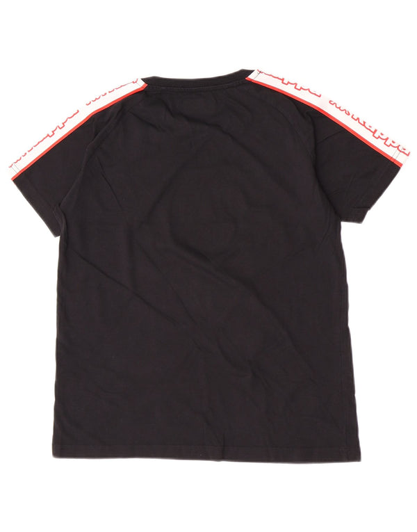 Damska koszulka z grafiką Kappa Top UK 14, duża czarna bawełna z blokami kolorów