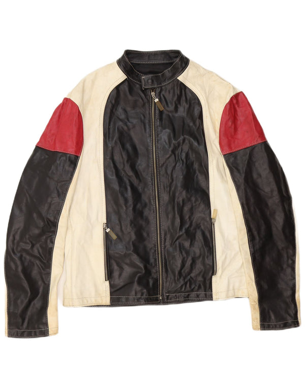 Męska skórzana kurtka wyścigowa Vintage UK 42 XL w kolorze czarnym