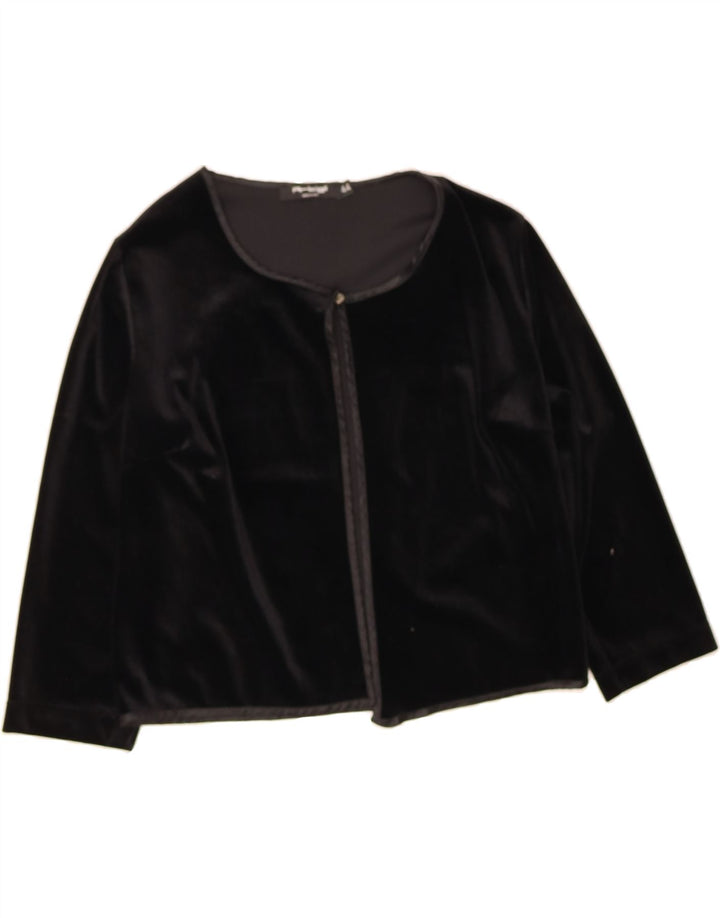 VINTAGE Womens 3/4 Sleeve Crop Blazer Jacket IT 44 Medium Black Polyester Vintage Vintage and Second-Hand Vintage from Messina Hembry 