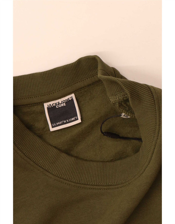 Męski sweter z grafiką Jack & Jones, 2XL, bawełna khaki