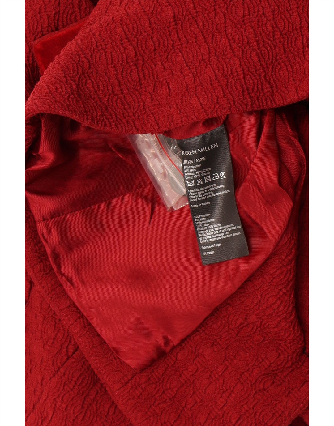 Damska marynarka Karen Millen Crop Blazer UK 12 Średni bordowy poliamid