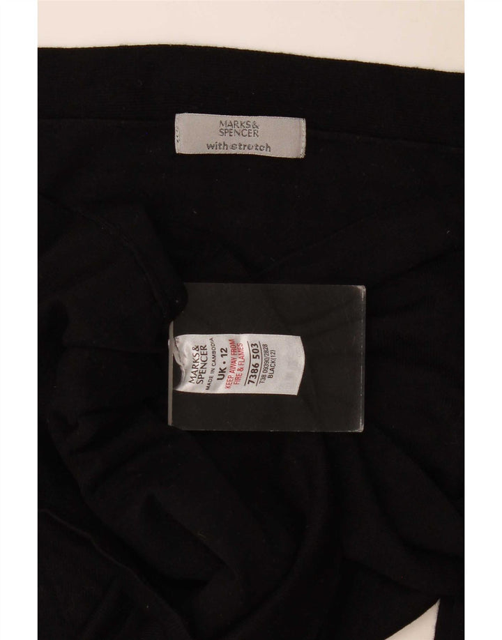 Marks & Spencer Damski top z rękawem 3/4 UK 12, średni czarny wiskoza