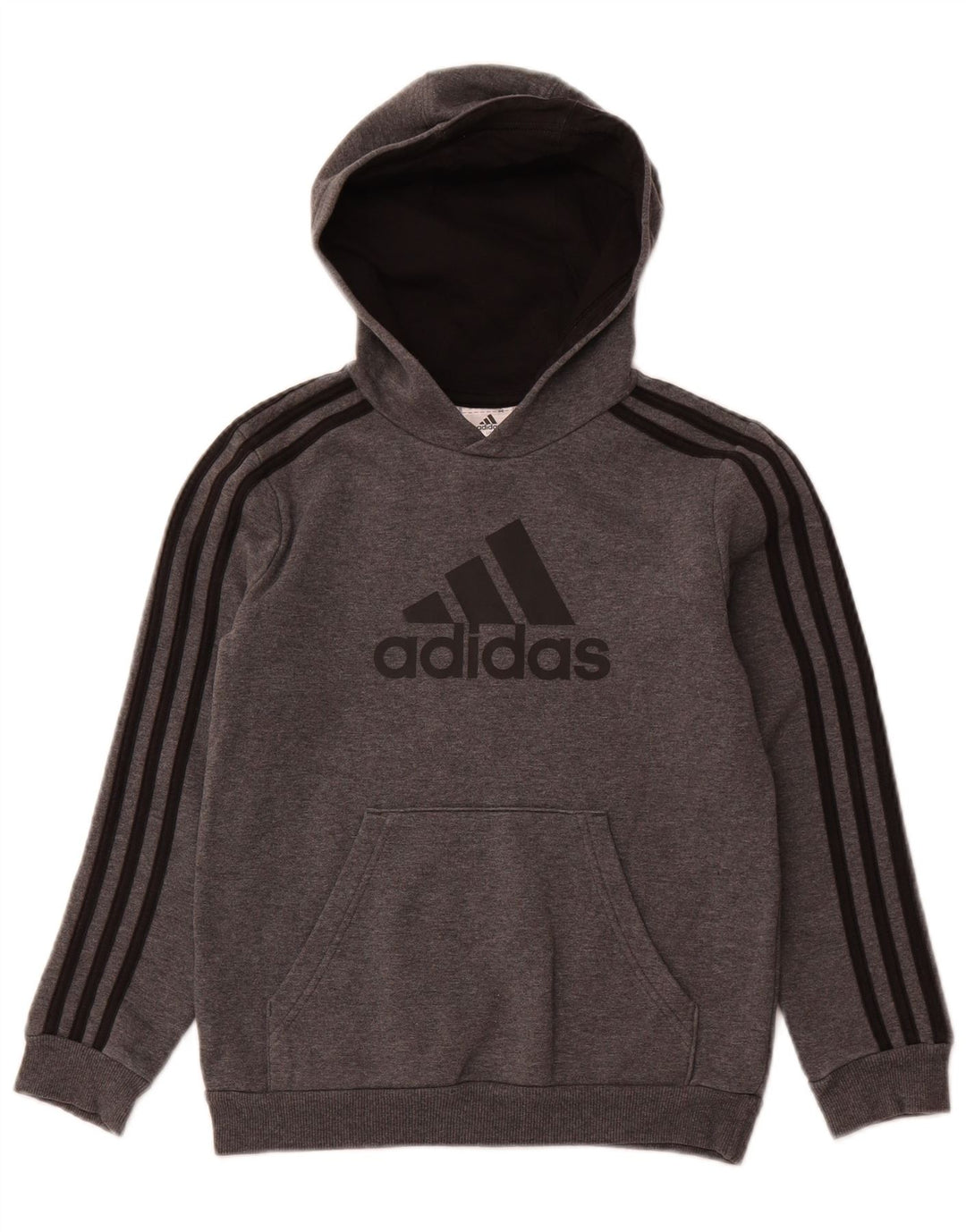 Chłopięcy sweter z kapturem ADIDAS z grafiką 9-10 lat, szara bawełna