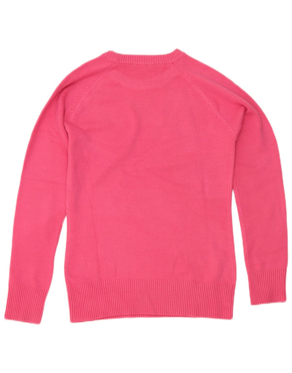 Damski sweter z okrągłym dekoltem French Connection UK 10 Mały różowy akryl