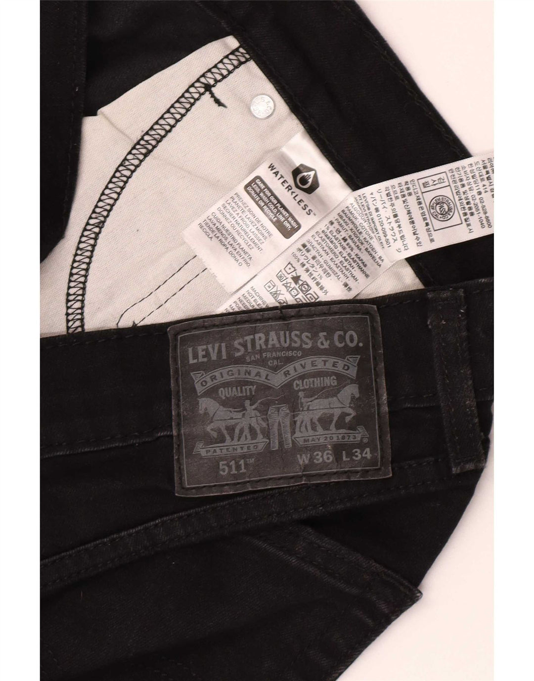Męskie jeansy Levi's 511 Slim W36 L34 Czarna bawełna