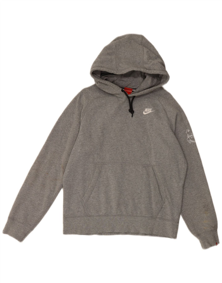 Męski sweter z kapturem Nike z grafiką, średnioszary, bawełniany w cętki