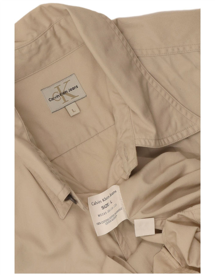 Koszula męska CALVIN KLEIN JEANS, duża, beżowa, bawełniana