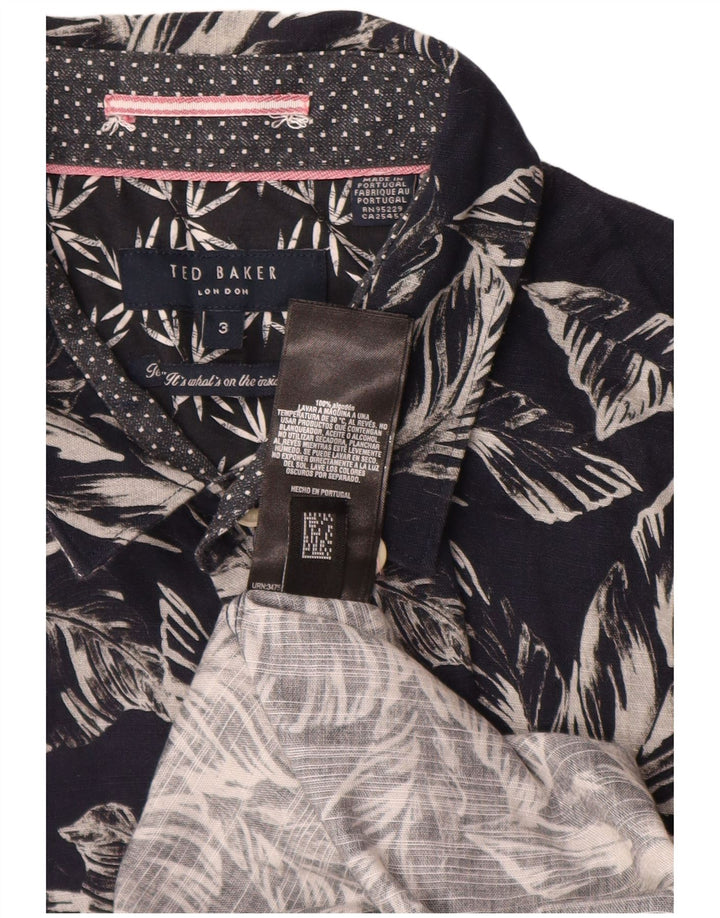Koszula męska z krótkim rękawem Ted Baker, rozmiar 3, średnia, granatowa, bawełniana w kwiaty