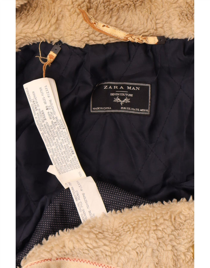 Męska kurtka bomberka z kapturem Zara UK 44 2XL Khaki Poliester