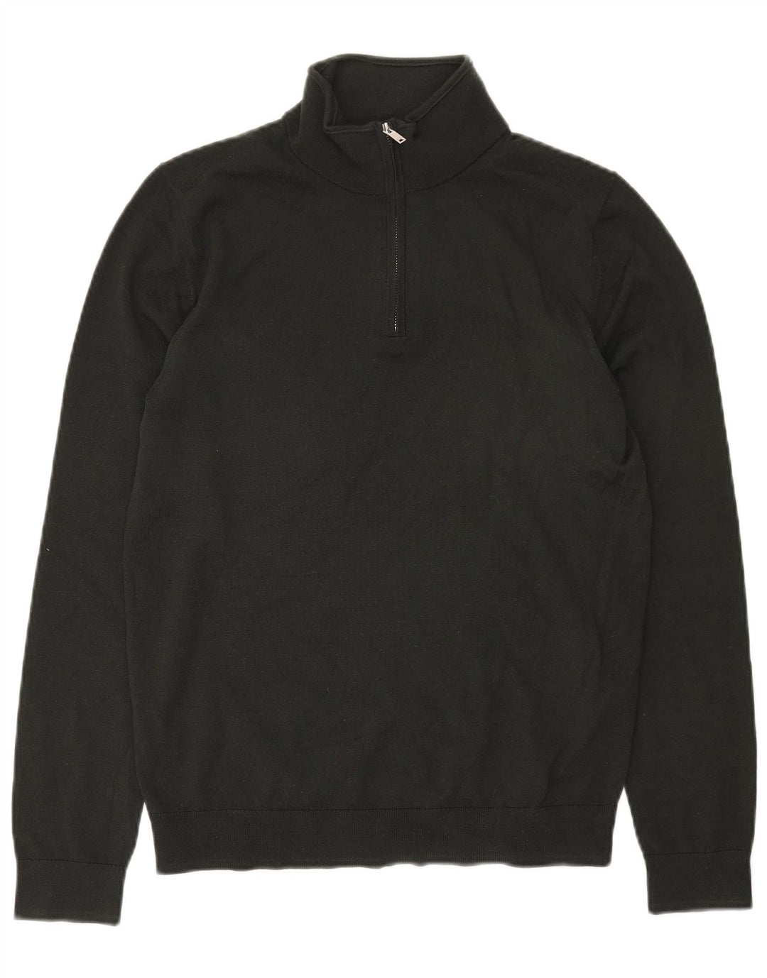 REISS Mens Zip Neck Jumper Sweater Small Green Wool