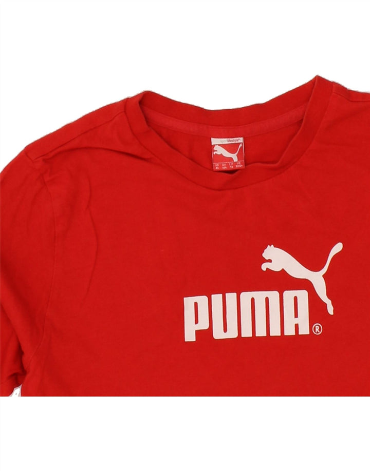 PUMA Boys Graphic Top Long Sleeve 13-14 Years XL Red Vintage Puma and Second-Hand Puma from Messina Hembry 