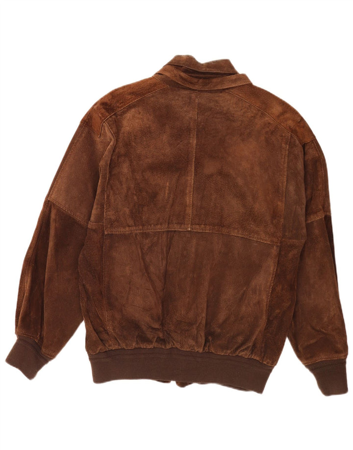 Vintage męska zamszowa kurtka bomber UK 36 mała brązowa retro