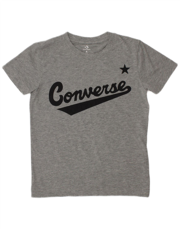 Converse Chłopięcy T-shirt z grafiką, 5-6 lat, średnioszary, bawełniany