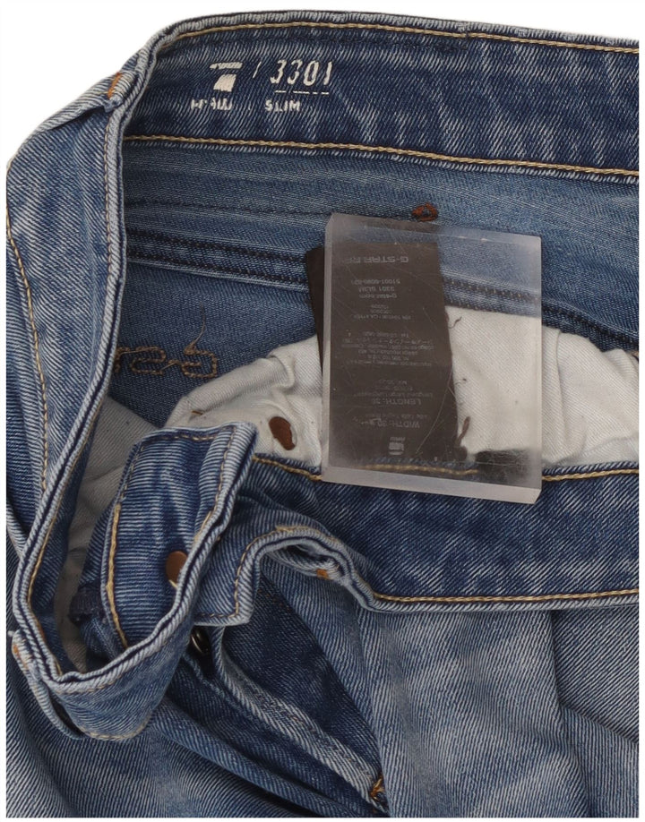 G-Star Męskie 3301 Slim Jeans W30 L36 Niebieska bawełna