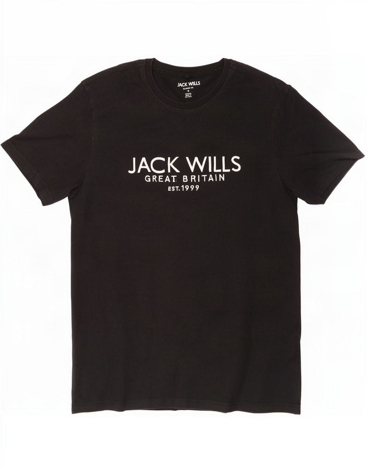 Męska koszulka Jack Wills o klasycznym kroju z grafiką, średnia czarna bawełna