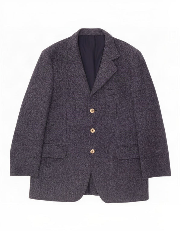 Męska marynarka zapinana na 3 guziki Harris Tweed UK 40, duża, granatowa, nowa wełna