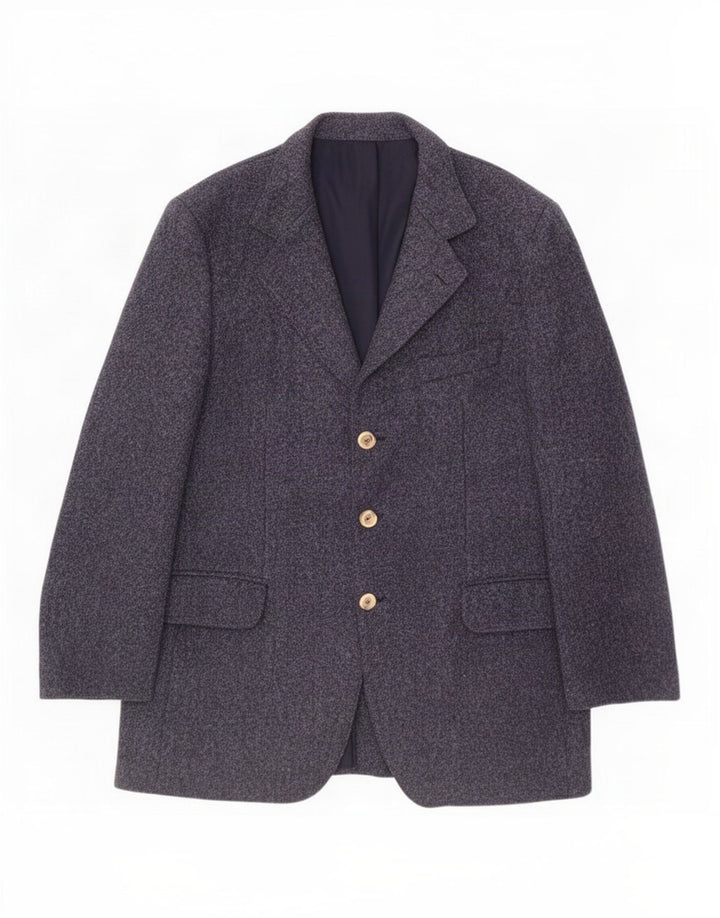 Męska marynarka zapinana na 3 guziki Harris Tweed UK 40, duża, granatowa, nowa wełna