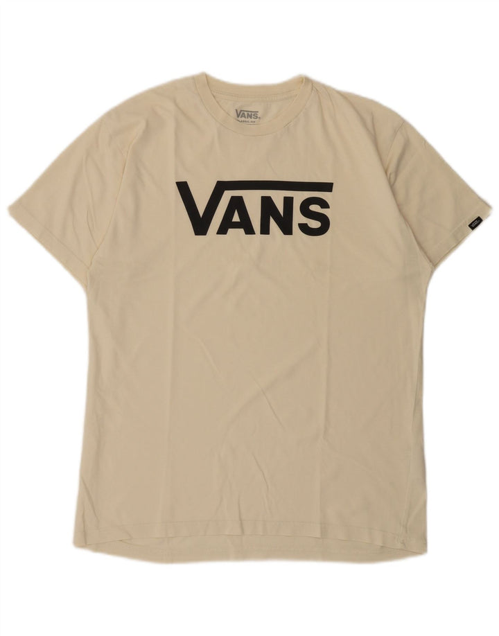 Męski T-shirt Vans z grafiką o klasycznym kroju, średni, złamanej bieli, bawełniany