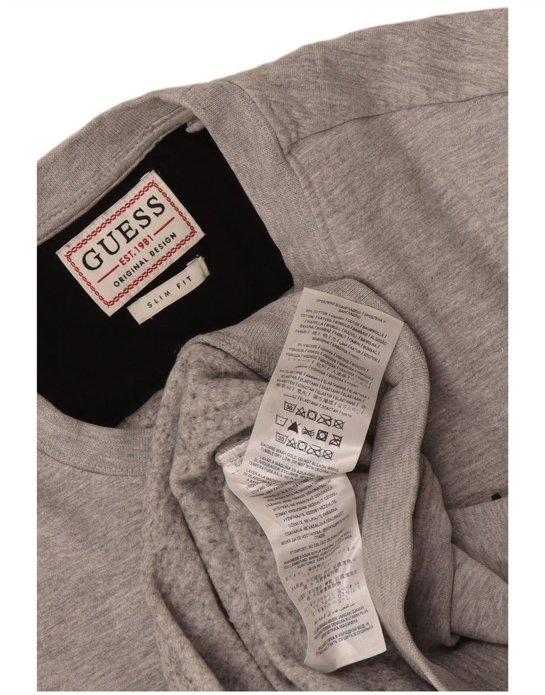 Męska bluza Guess Slim Fit, średnioszara, bawełniana