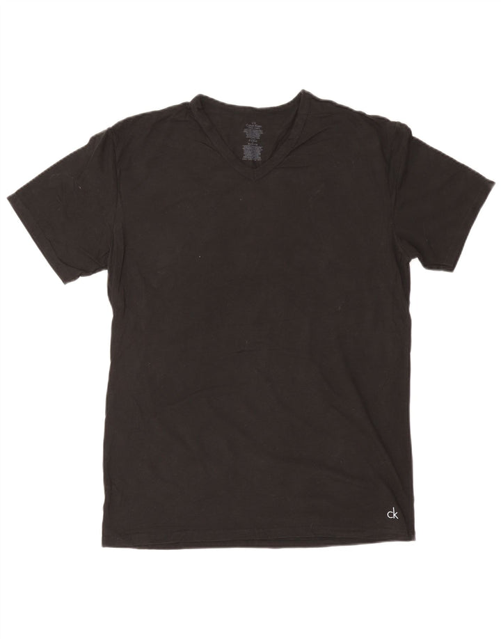 CALVIN KLEIN Męski T-shirt Top, duży, czarny, bawełniany