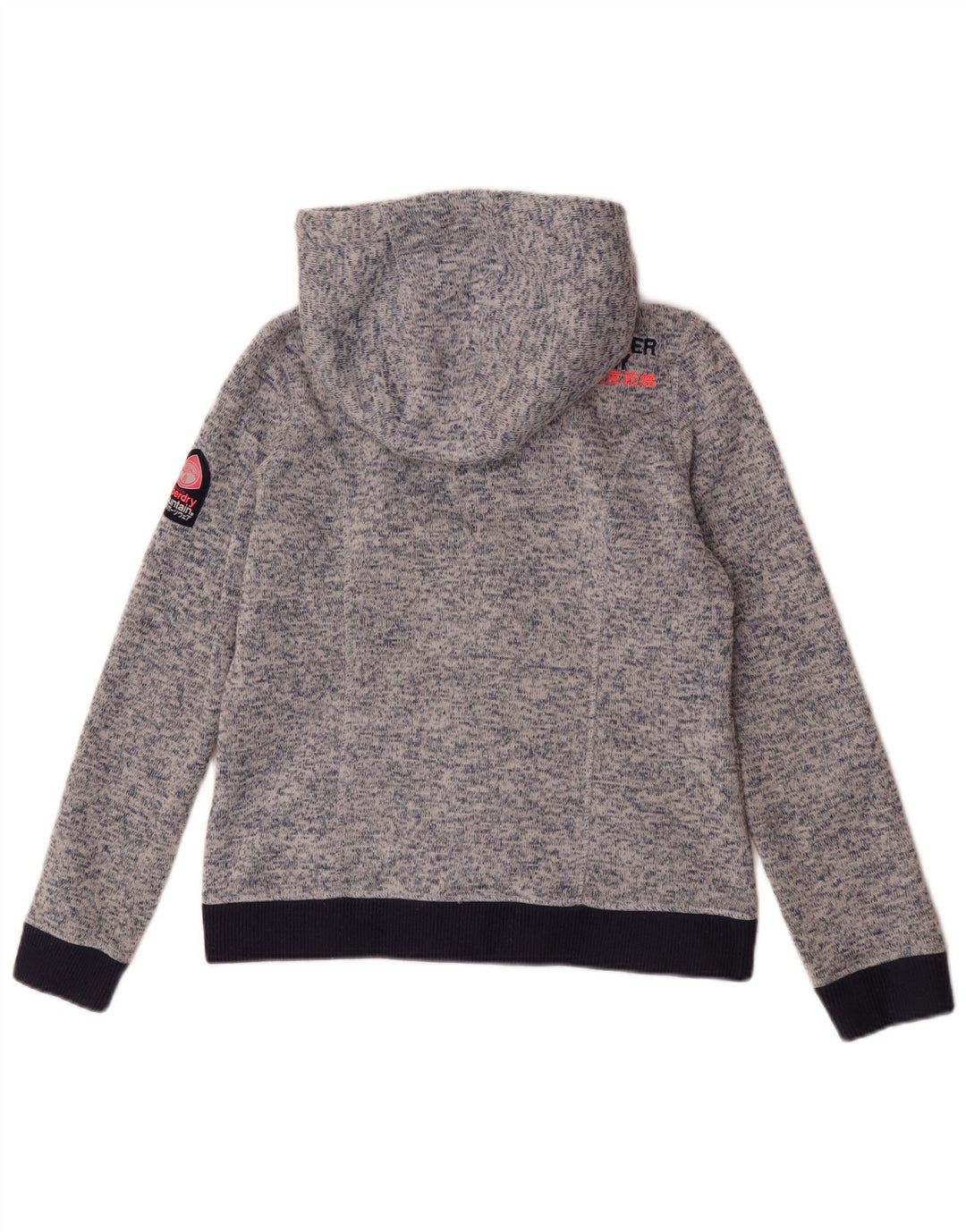 Męski sweter z kapturem i zamkiem Superdry UK 14, duży, niebieski, nakrapiany poliester