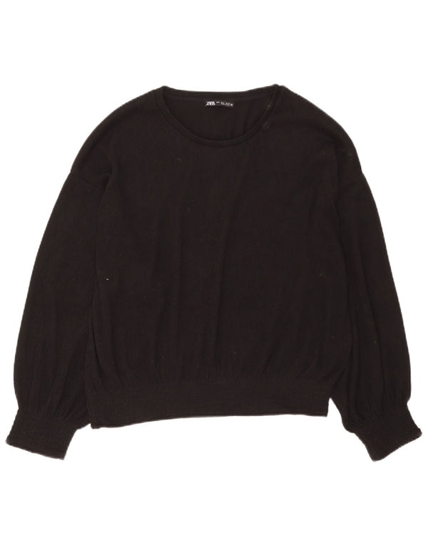 Damski sweter Zara z dekoltem w łódkę UK 16, duży, czarny poliester