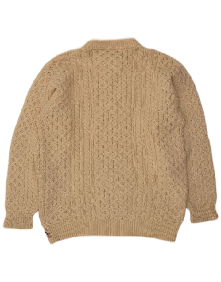 Męski sweter z okrągłym dekoltem REPLAY XL w kolorze złamanej bieli, wełniany