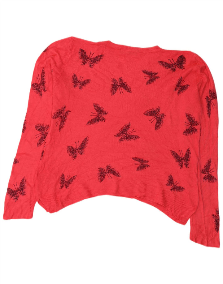 Marks & Spencer Damski sweter z okrągłym dekoltem, UK 12, średni różowy motyl