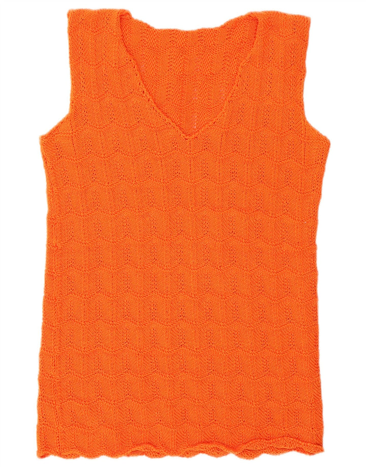 Tank top damski w stylu vintage, UK 14, średni pomarańczowy