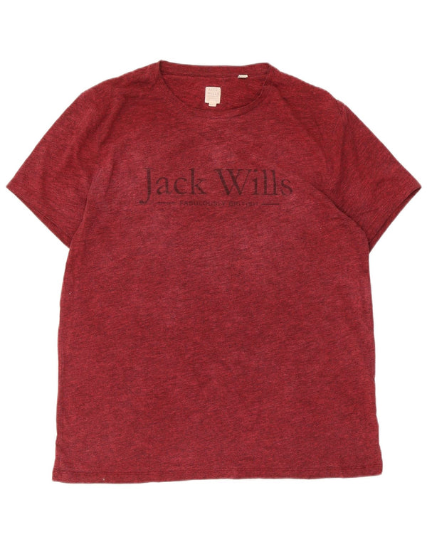Męski T-shirt z grafiką Jack & Jones, duży, bordowy, nakrapiany bawełniany