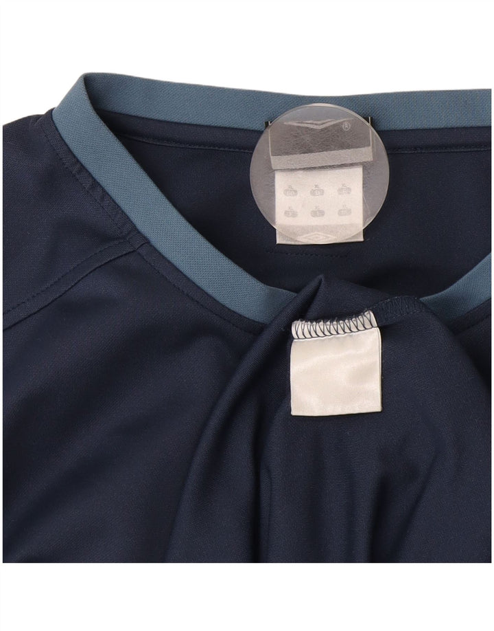 Męska koszulka z grafiką Umbro, top XL, granatowy, poliester z blokami kolorów