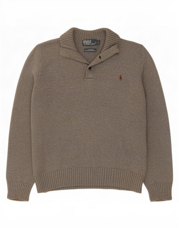Polo Ralph Lauren Męski sweter zapinany na guziki, duży, szary, bawełniany