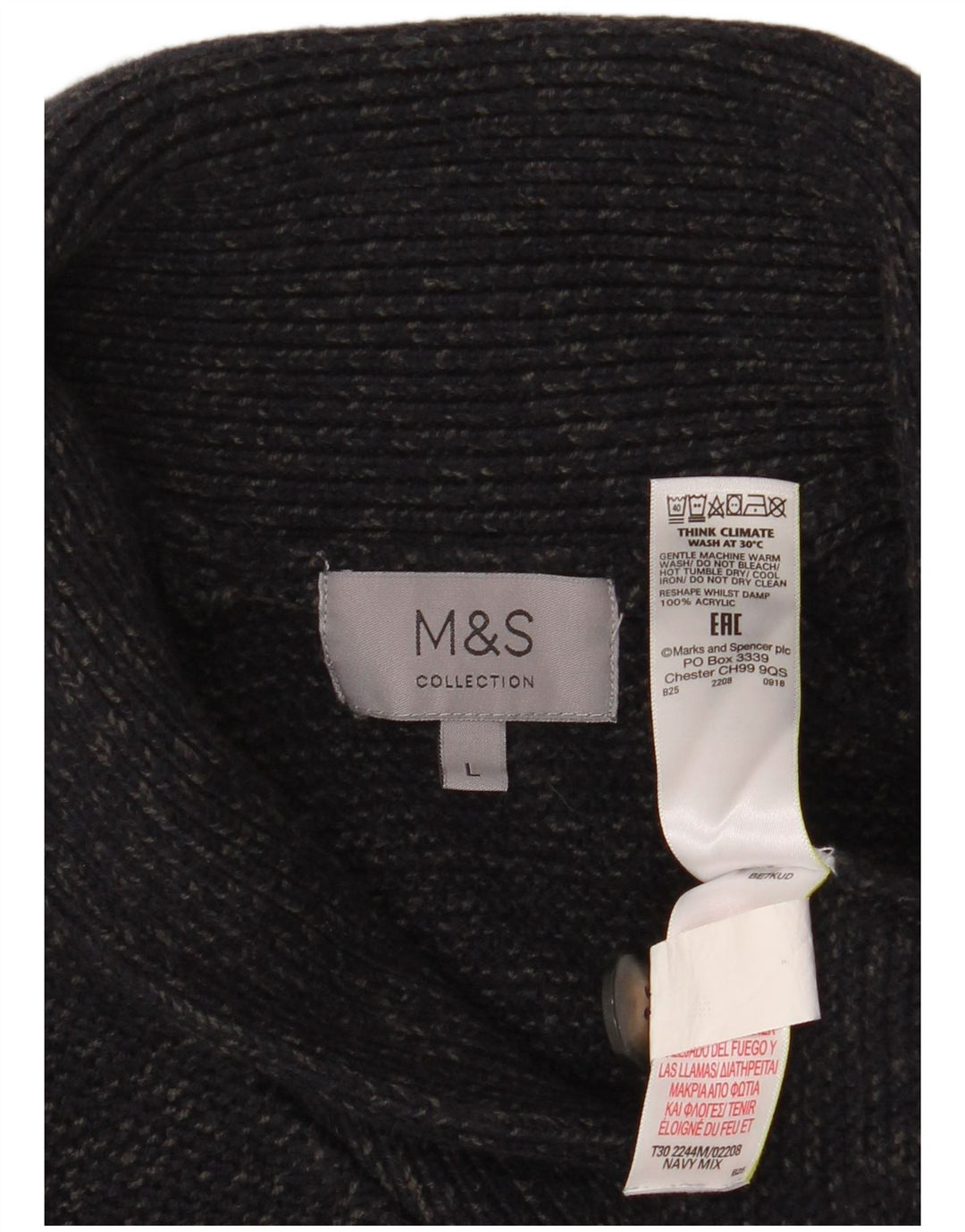 Marks & Spencer Męski sweter rozpinany, duży, granatowy, akrylowy