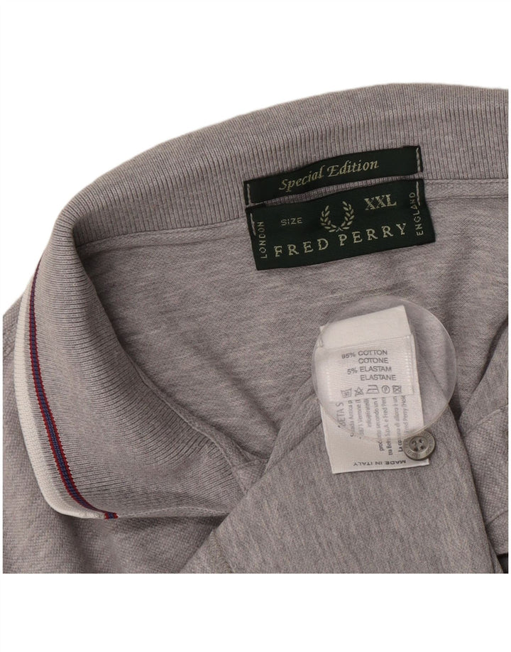 Męska koszulka polo Fred Perry 2XL, szara, bawełniana w plamki