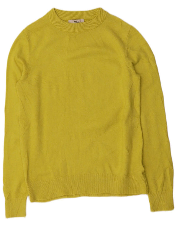 Marks & Spencer Damski sweter z dekoltem w łódkę, UK 10, mały, żółty