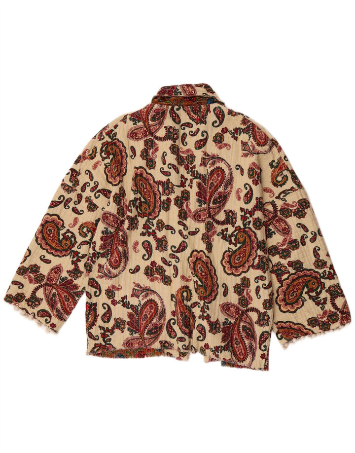 Damska kurtka bomberka oversize Zara UK 6 XS w kolorze złamanej bieli Paisley, poliester