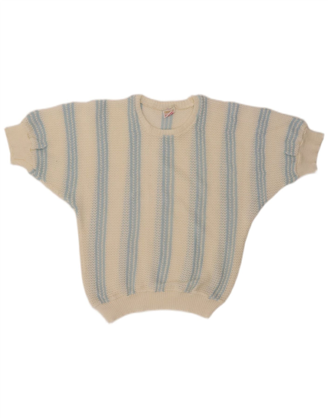 Sweter damski VINTAGE z dekoltem w łódkę UK 12 w średnie białe paski