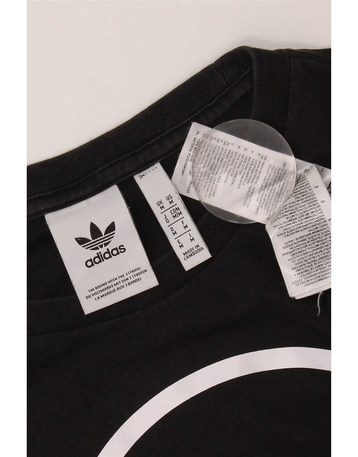 Męska koszulka z grafiką Adidas, średnia, czarna bawełna