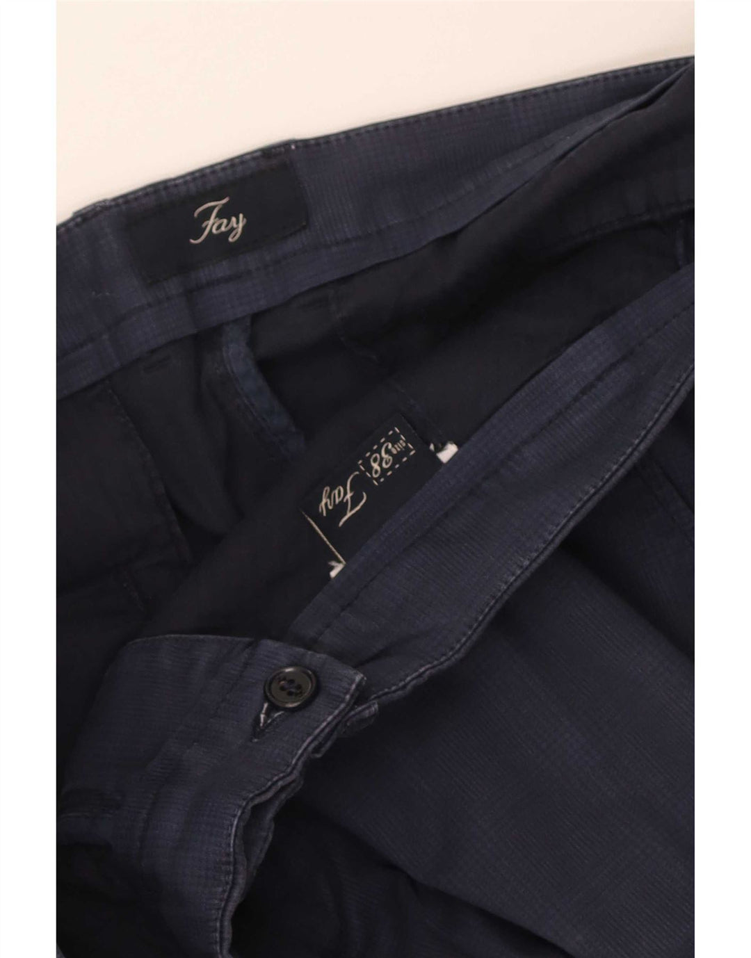 Spodnie męskie Fay Slim Chino W38 L30 Granatowa kratka