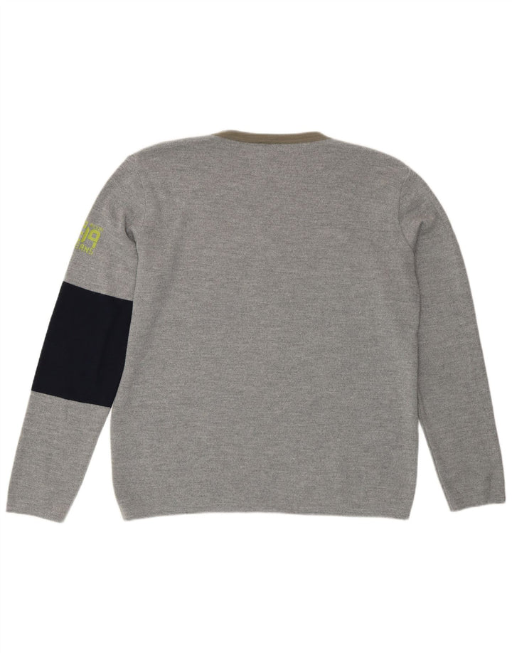 Męski sweter z okrągłym dekoltem Calvin Klein Jeans XL, szary, z blokami kolorów