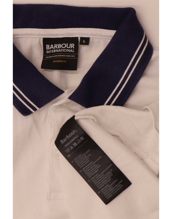 Męska koszulka polo do rugby Barbour, duża, bawełniana w białe paski