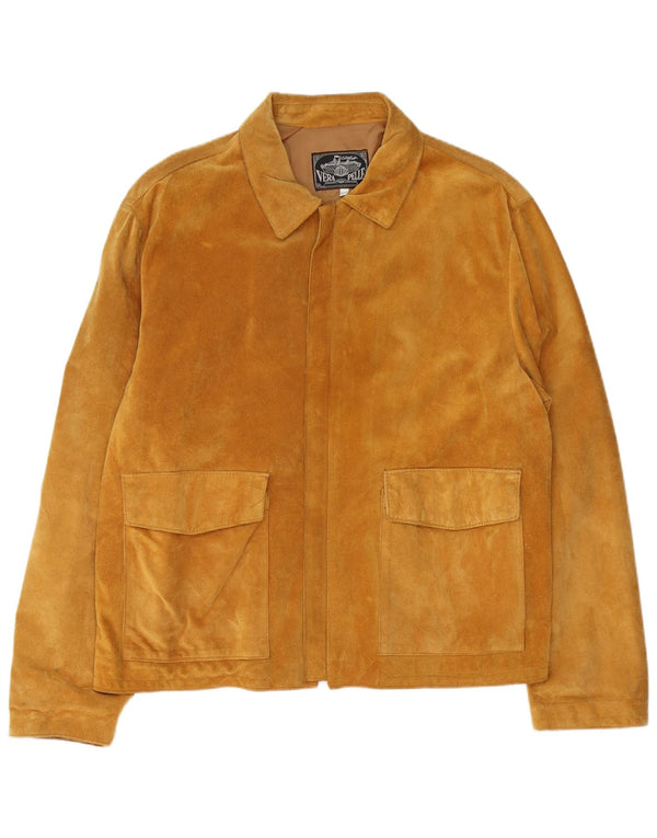 Vintage męska zamszowa kurtka IT 54 2XL brązowa skóra