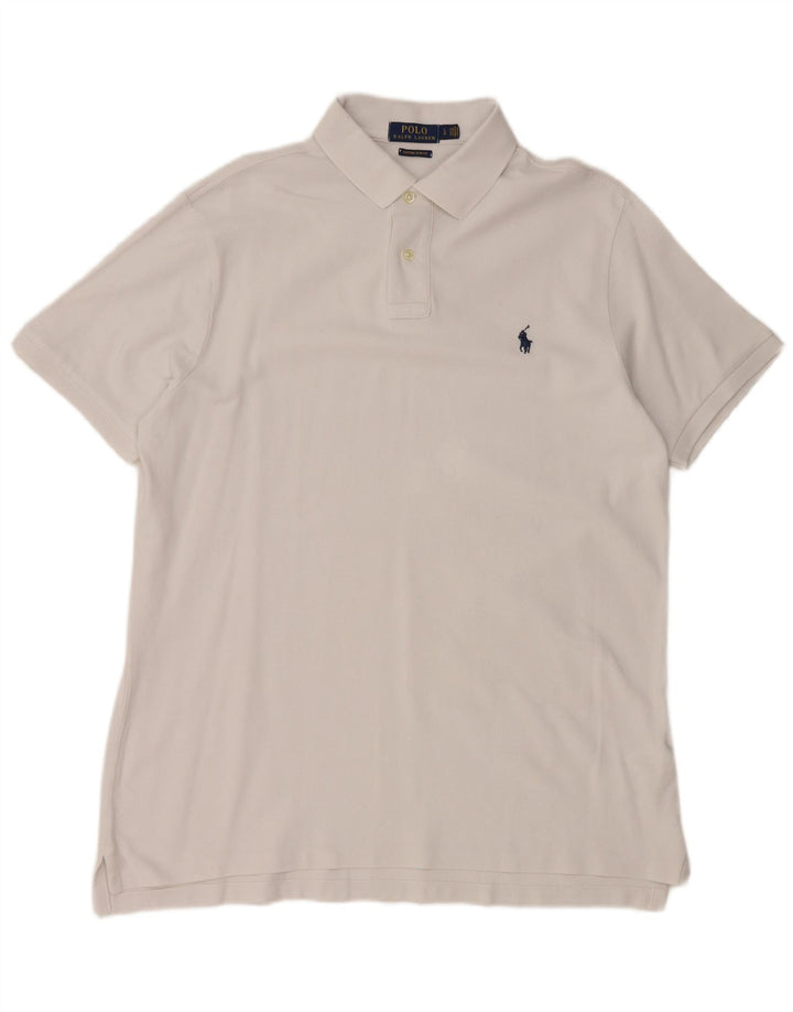 POLO RALPH LAUREN Męska koszulka polo slim fit, duża, biała, bawełniana