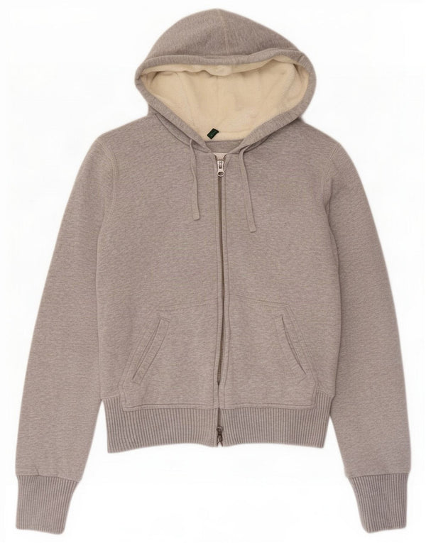 Damski sweter z kapturem i zamkiem Benetton UK 12 Medium Grey Cotton