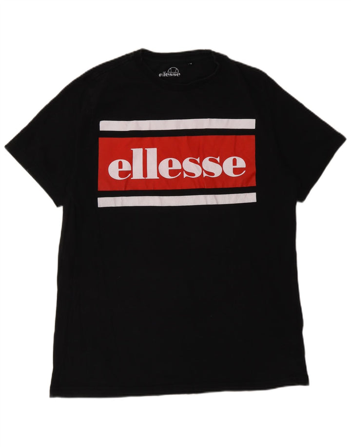Męska koszulka z grafiką Ellesse Top, bawełniana, w kolorze średniej czerni